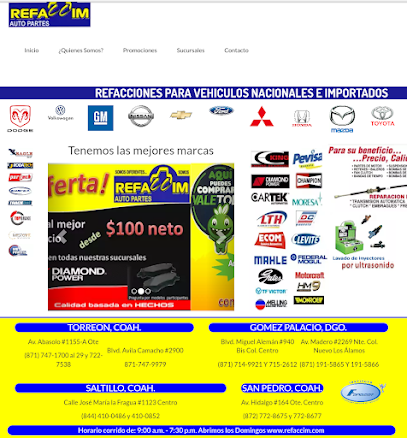 Dirección, horario, teléfono y opiniones de Refaccim Autopartes en Gómez Palacio