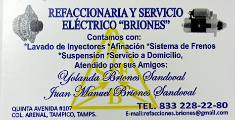 Dirección, horario, teléfono y opiniones de Refaccionaria y Servicio Eléctrico Automotriz Briones en Tampico